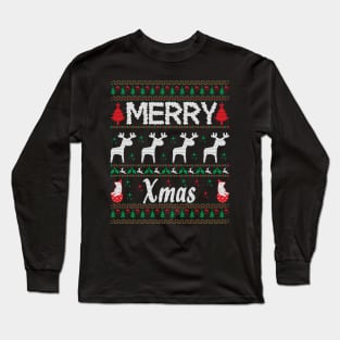 Merry XMAS Ugly Christmas Sweater Graphic Long Sleeve T-Shirt